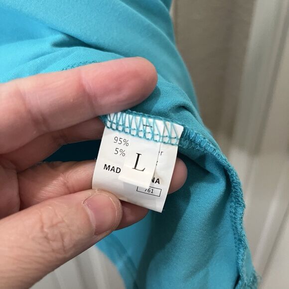 Womens Teal Blue Crochet Sleeve Boho Top Blouse Size L - Picture 3 of 7